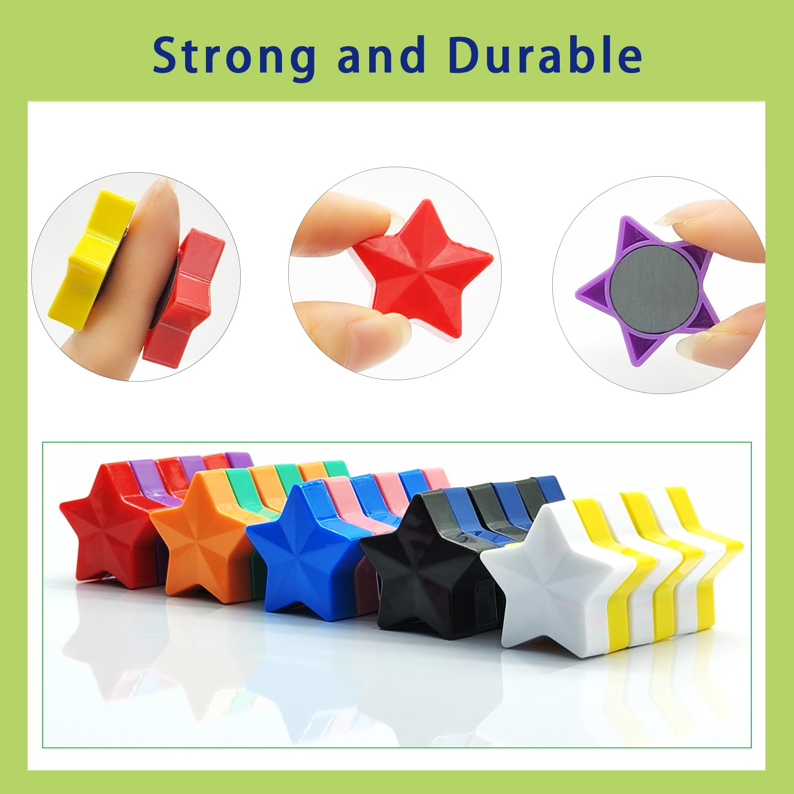 PYJLBX Fridge Magnets - Strong Heavy Duty Mini Magnets (30 Pack, 10 Colors, Star)