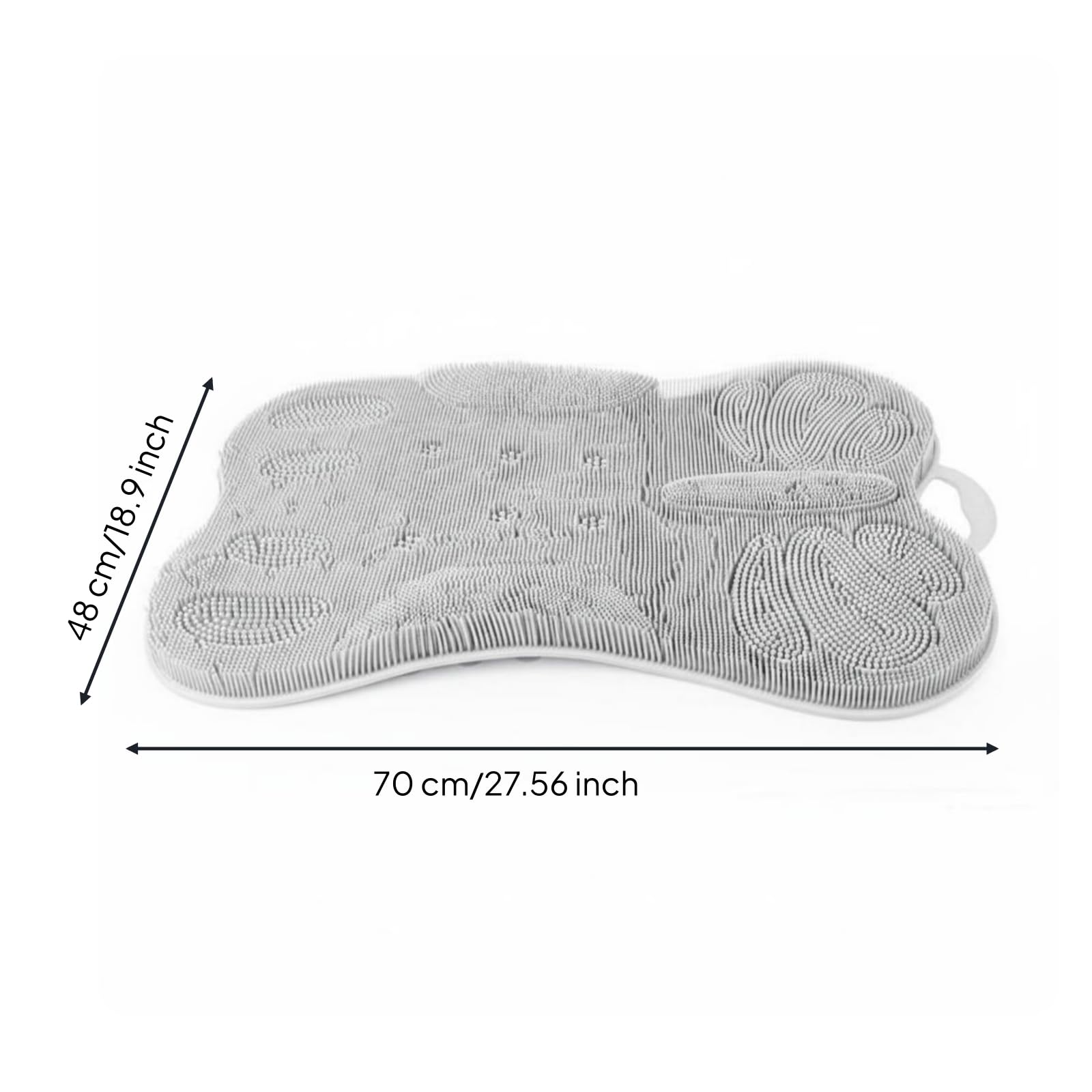 Almohadilla de Ducha de Baño Esterilla de Silicona Alimentaria Tapete Antideslizante con Ventosas Cepillo Exfoliante para Pies y Cuerpo Textura para, Gris