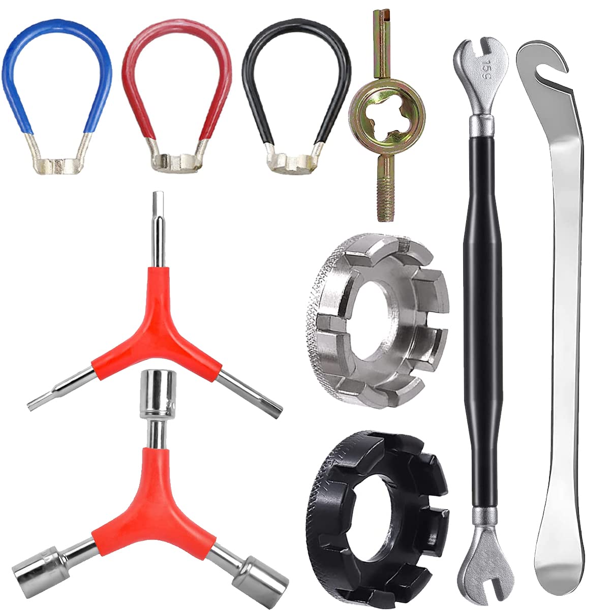 4 Pack Bike Spoke Tool Bicycle Spoke Wrench Pocket Tool 6 In 1 Bike Rim Truing Tool Correct Tool With Tire Lever