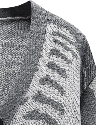 Image of Yimoon Men's Skeleton Print Cardigan Sweaters Casual V Neck Button Down Open Front Sweater Coats