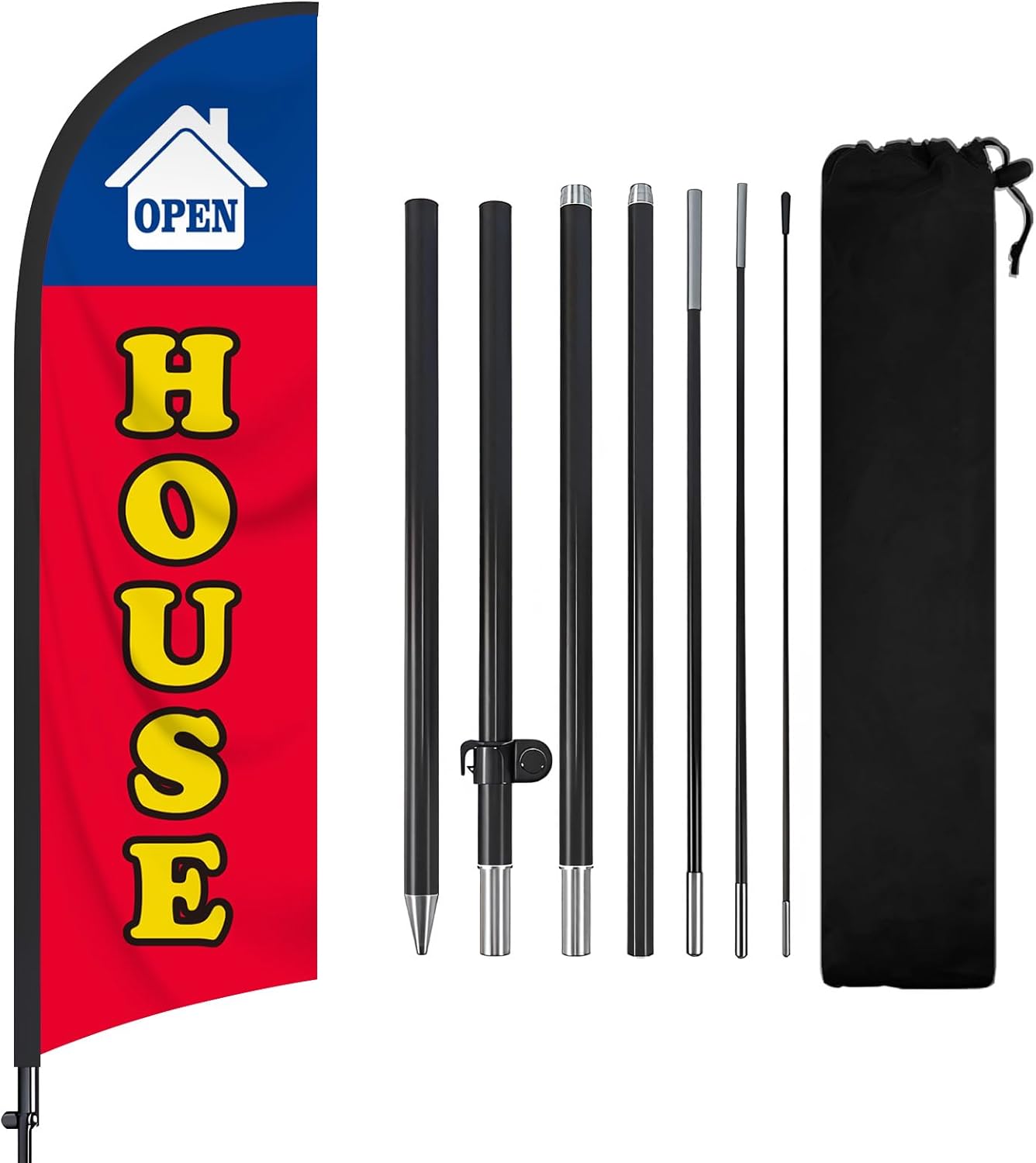 Open House Flag for Real Estate 8 Ft Open Feather Flags Banner with Pole Kit and Ground Stake for Outside Outdoor