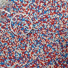 2mm Red Blue and White Pearls