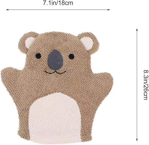 Miniatura 3 de jojofuny Esponja de baño exfoliante 5 piezas lindo guante de baño para bebé, guantes de baño para niños con diseños de animales, guantes exfoliantes
