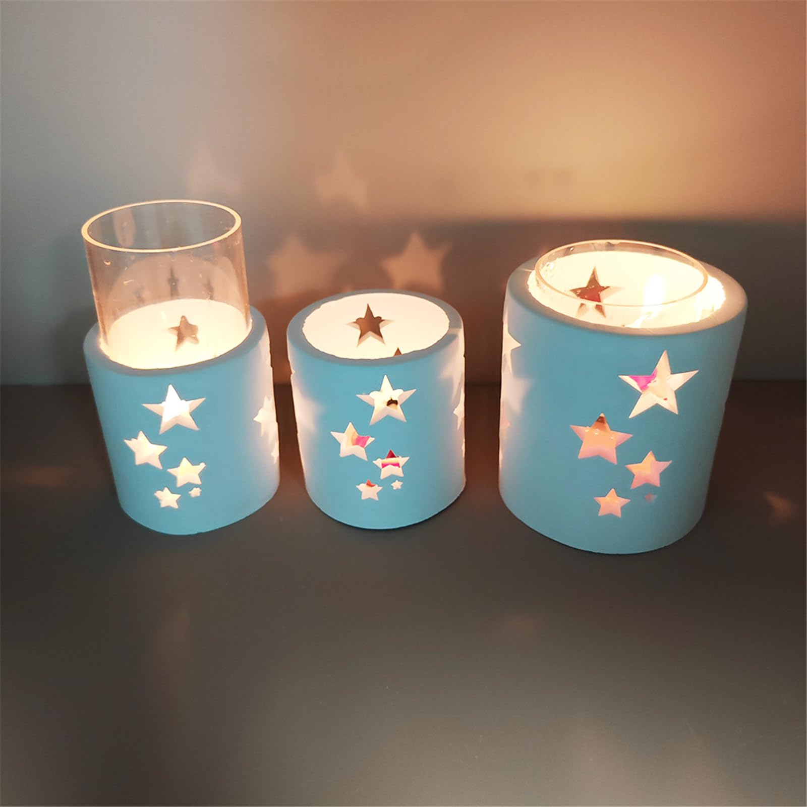 Molde innovador de forma de estrella para vela de tealight con forma de estrella circular - Molde de silicona para proyectos de artesanía