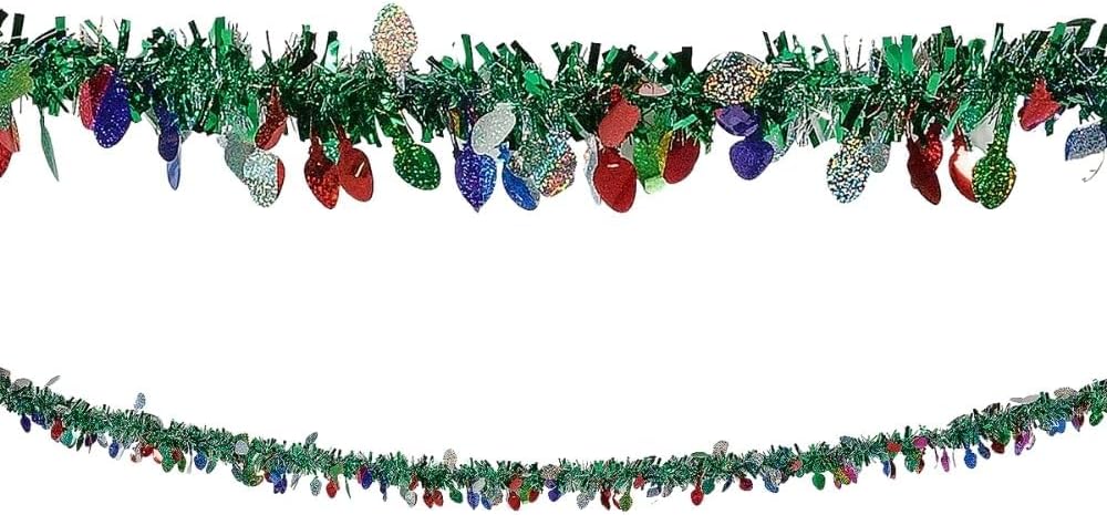 7" - 10" 3D Red & Green Foil Christmas Tree Hanging Decorations - 8 Pieces