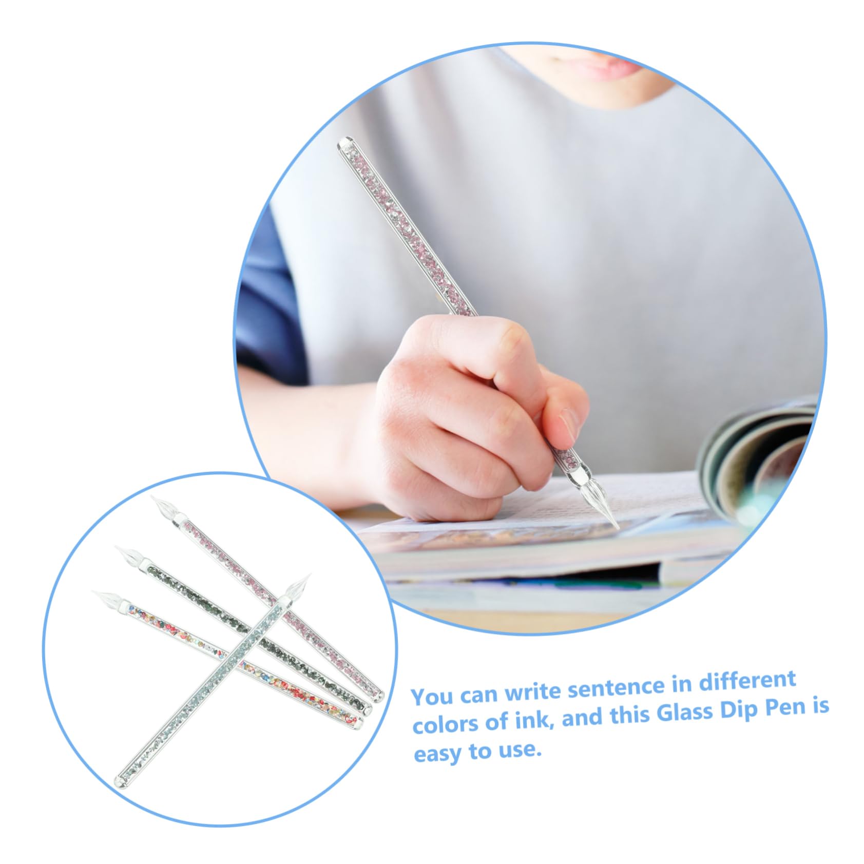 HOMSFOU 5 Sätze Kalligraphie Glasstifte Teiliges Dip Pen Eleganter Kristallstift Für Kreative Schreibarbeiten Für Familie Freunde Und Kollegen 4 Stück * 5