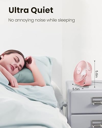 Miniatura 24 de Gaiatop Ventilador de escritorio USB, flujo de aire fuerte de 3 velocidades, portátil de 5.5 pulgadas, rotación de 90°, refrigeración silenciosa