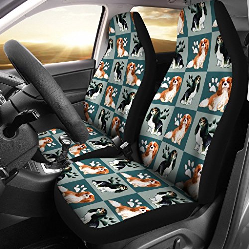 Great Breed Store Cavalier King Charles Spaniel Dog Pattern Print Car Seat Covers