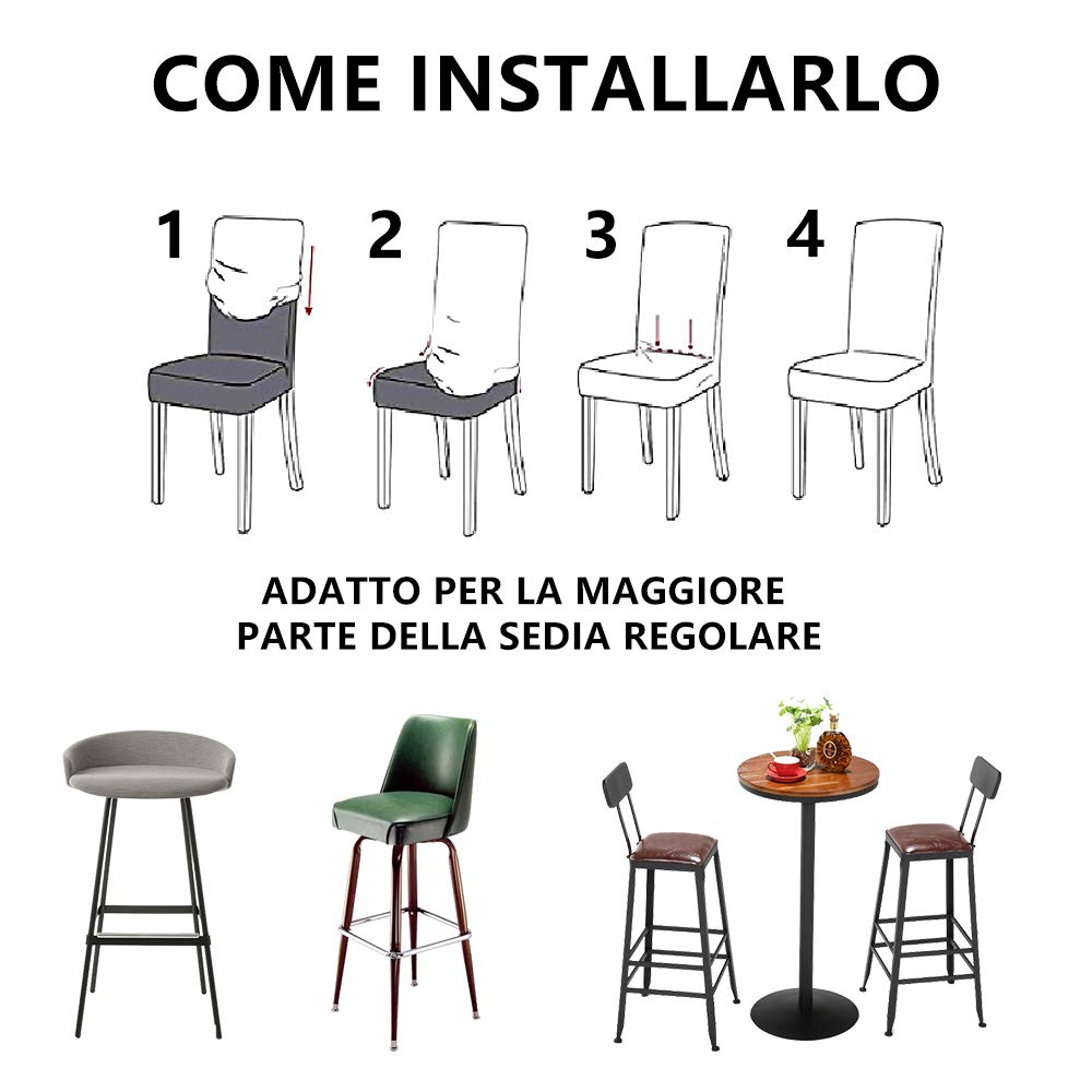 Set 2 Coprisgabelli Con Schienale - Elasticizzati, Bianco, Per Sgabelli Da Bar Quadrati