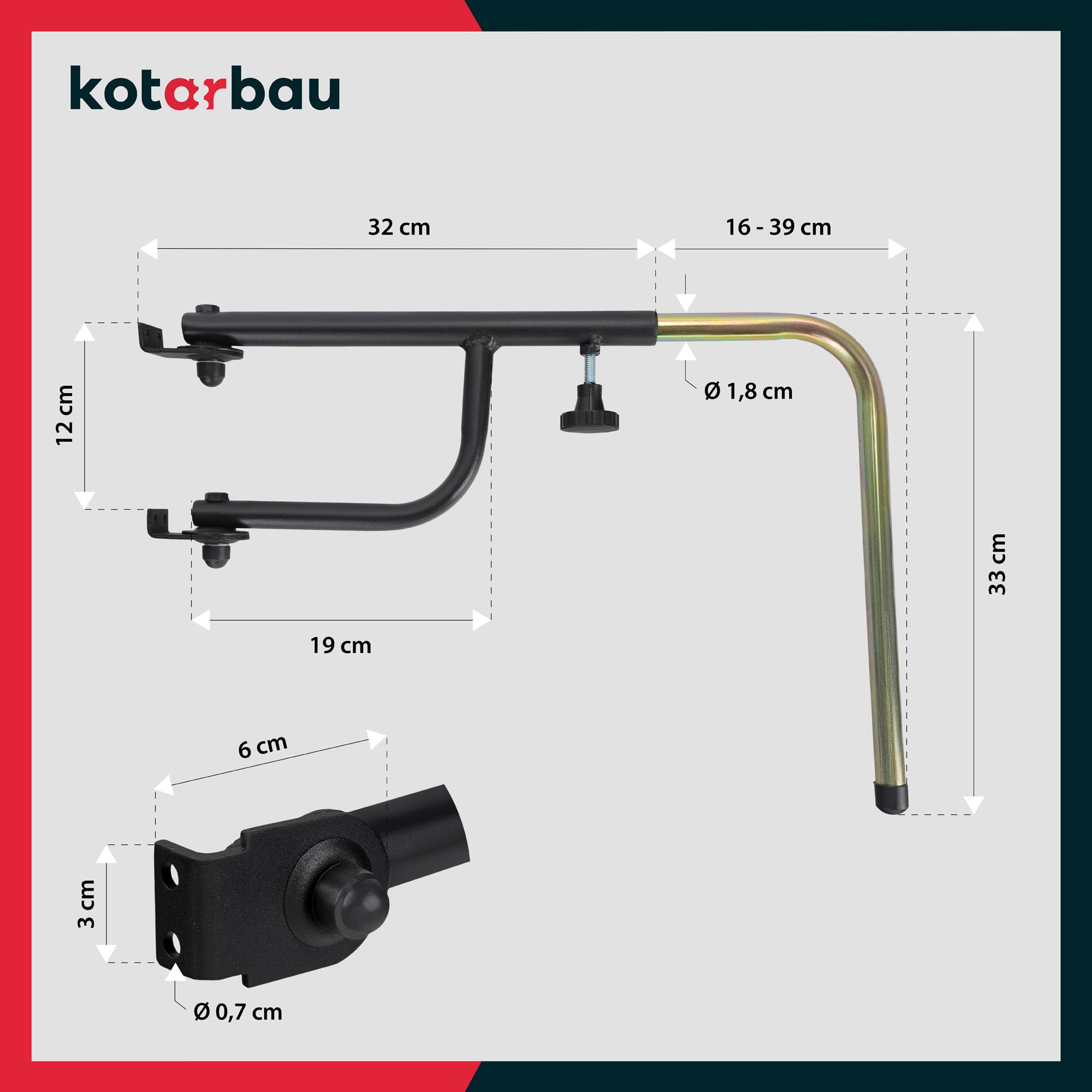 2x MelTruck Teleskop Spiegelhalter Für Traktor – Ø18, 600–820 Mm, Metall, Kupplung Inkl.