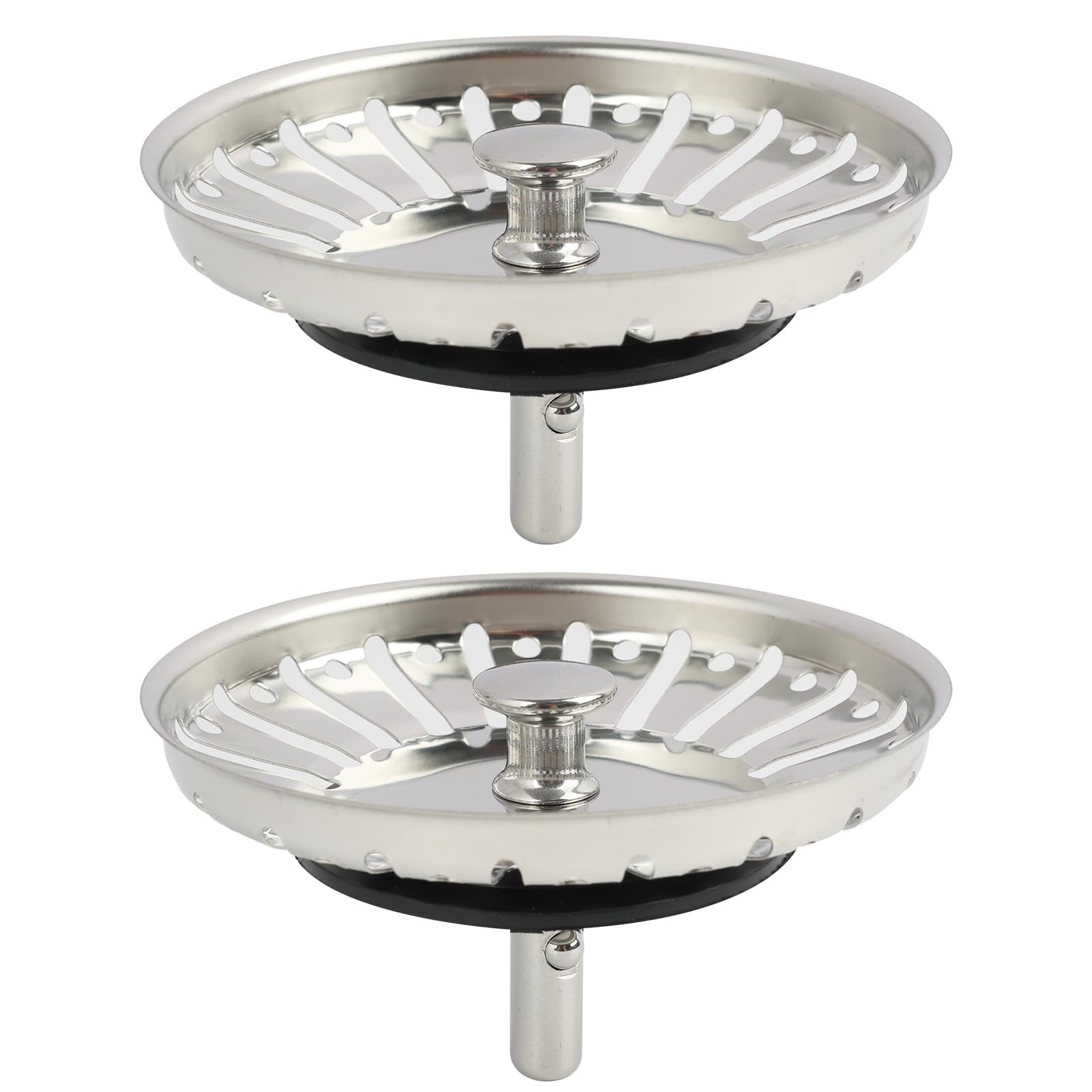 2PCS Upgraded Kitchen Sink Plug Strainer, Hole Diameter 84mm, Durable Stainless Steel Drain Stopper for Food and Hair Catcher - Replacement Sink Plug for Uk Sinks