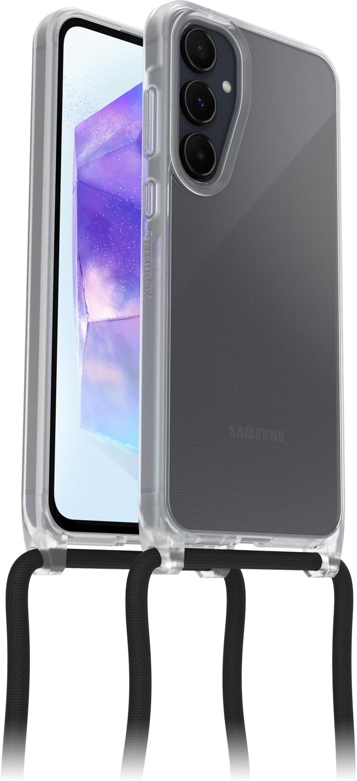 React Necklace Case for Samsung Galaxy A55 5G, Ultra-Slim, Protective Case with Adjustable and Detachable Necklace Strap, Tested to Military Standard, Clear