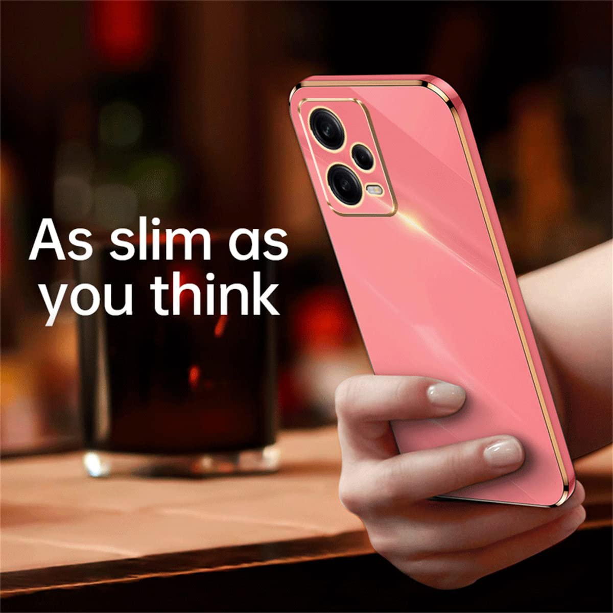 COMAKU Custodia Per Xiaomi Redmi Note 12 Pro 5G: Cover Colorata In Silicone Con Bordo Dorato - 5