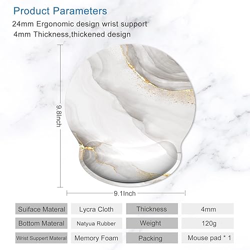 Miniatura 5 de ITNRSIIET Juego de alfombrilla de mouse y posavasos, alfombrilla ergonómica para mouse con soporte para la muñeca, base de goma antideslizante,