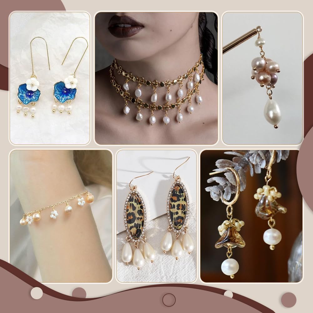 PH PandaHall 16pcs 4 Colors Natural Pearl Charms, 13mm Freshwater Pearl Beads Pearl Pendants Round Pearl Pendants with With 14k Gold Plated Brass loop for Jewelry Bracelet Necklace Earring Making - Image 3