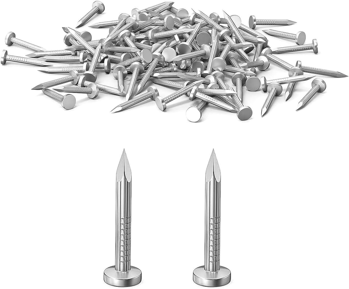 200Pcs 25mm Flat Head Nails for Wood, Picture Nails, Small Nails, Galvanized Concrete Wall Nail for DIY and Crafts, Home Décor, Woodwork, Furniture and Construction, Silver