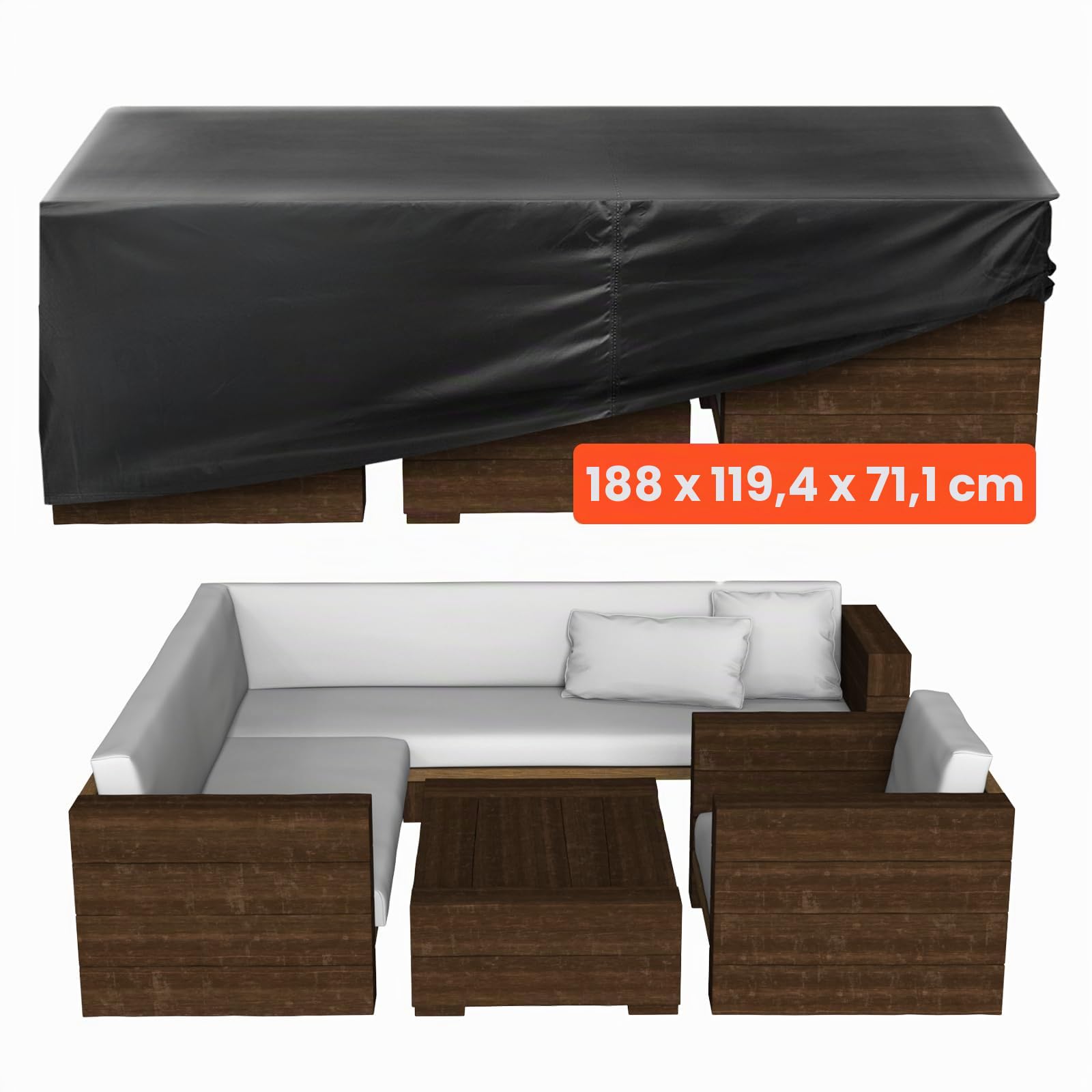 VEVOR Copertura per Mobili da Giardino 188 x 120 x 71 cm Copertura Impermeabile per Tavolo e Sedie da Pranzo da Esterno 420D, per Tavolo da Giardino con Presa d'Aria per Tutte Stagioni, Nero