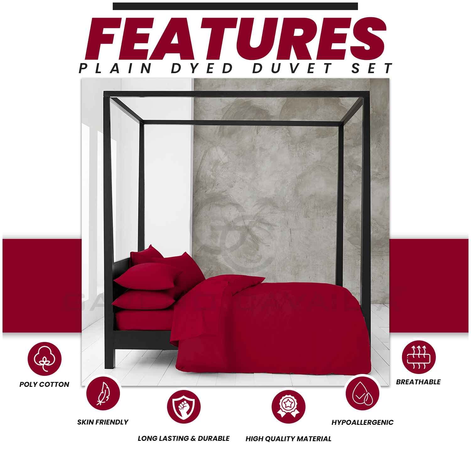 GC GAVENO CAVAILIA Plain Bedding Set, Red, Double - Image 2