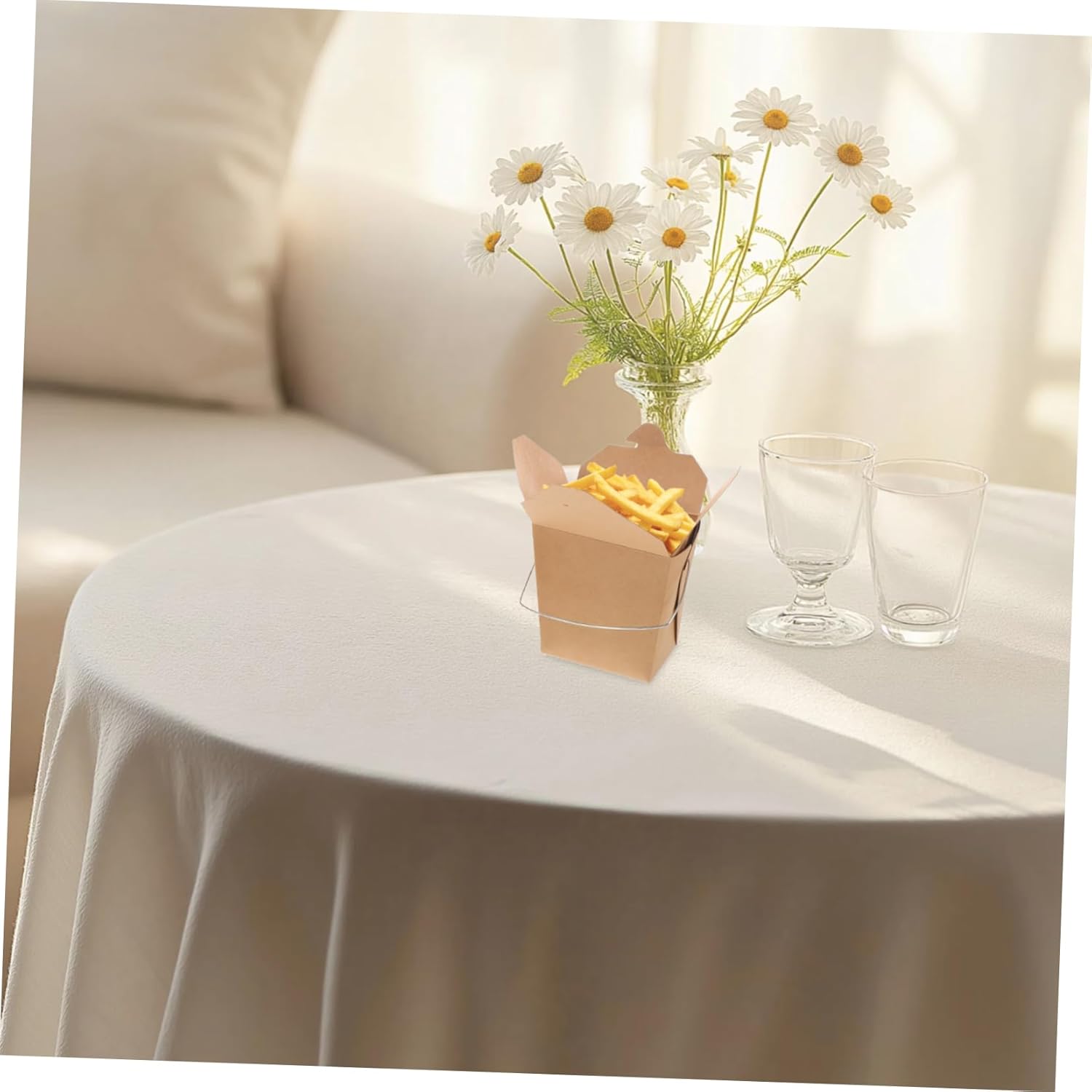 50pcs Chinese Takeout Food Boxes with Wire Handles Sturdy Paper Containers for Meals for Travel Camping Weddings and Family Gatherings