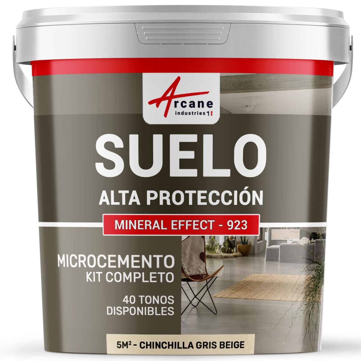 KIT DE MICROCEMENTO PARA SUELOS DE ALTA PROTECCIÓN - 5 m² (en 2 capas) Chinchilla Gris Beige - ARCANE INDUSTRIES