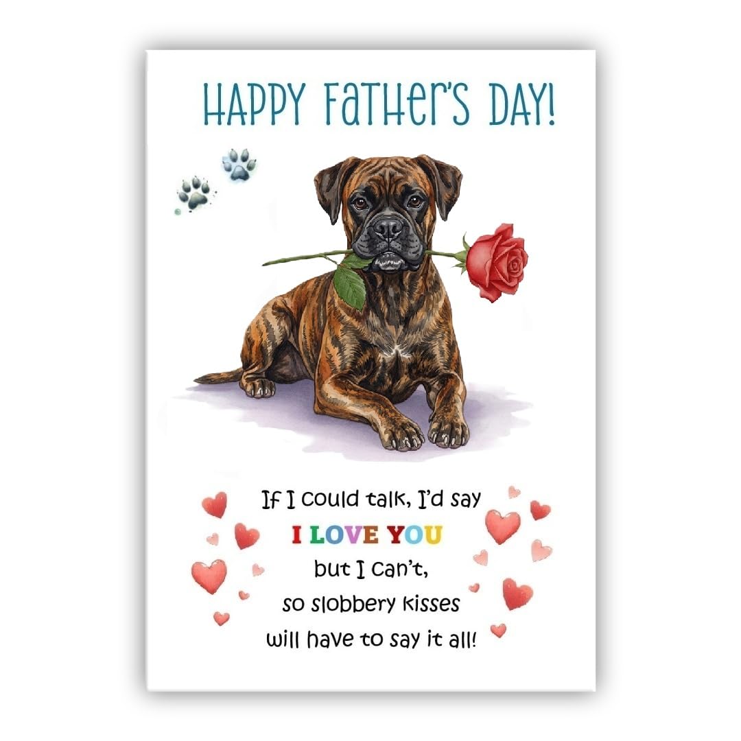 Father’s Day Card From the Dog. Multiple Breeds Available. Adorable Fathers Day Pet Card (• Boxer brindle)
