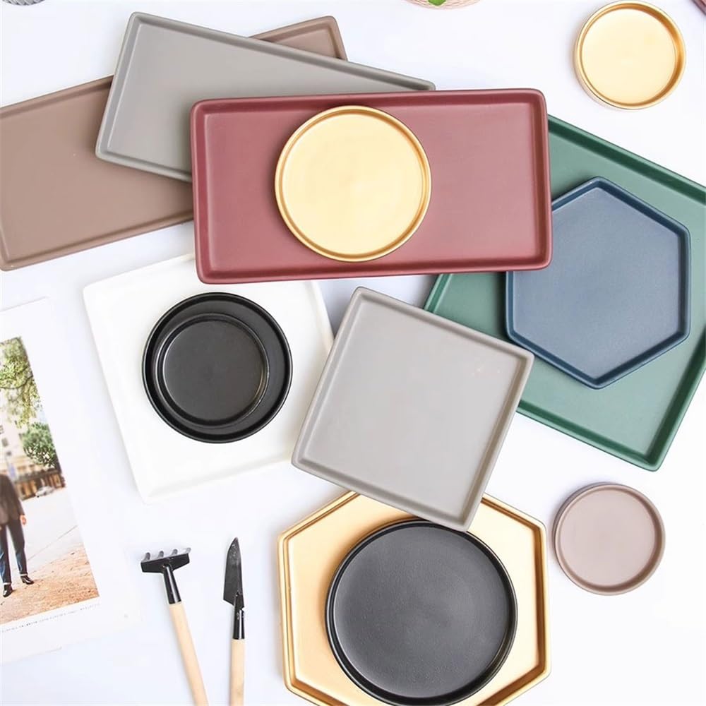 Tace na rośliny Ceramiczna podstawka pod doniczkę, duża okrągła paleta, tacka ociekowa do wewnątrz i na zewnątrz Ogród(Gold,3XL)