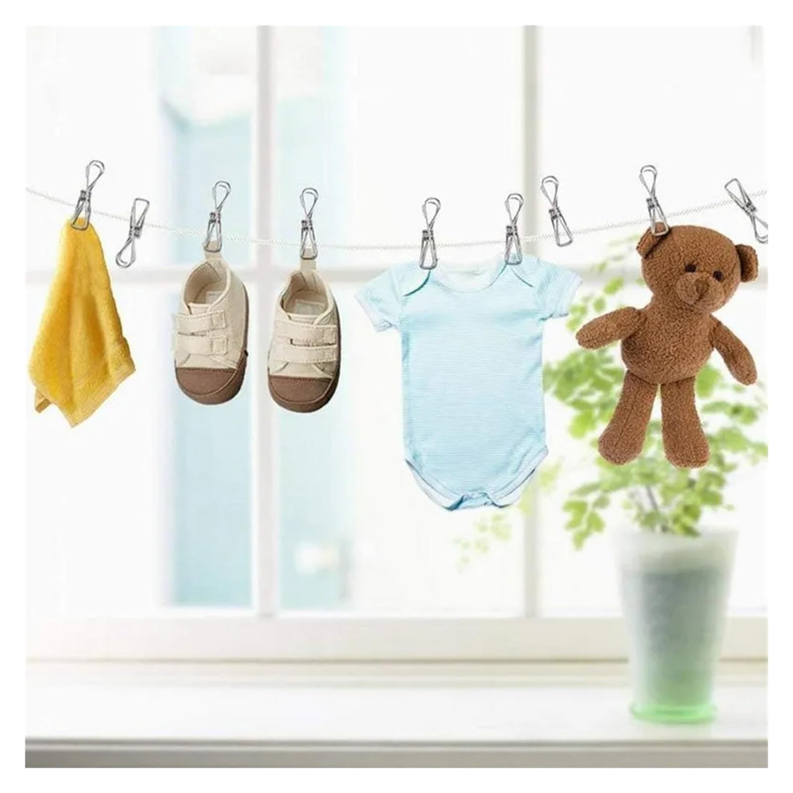 Metall-Wäscheklammern, 120 Stück, Edelstahl-Clips, Mehrzweck-Wäscheklammern, Halter, Metallsocken, Handtücher, Hängeschellen für Wäscheleine, Befestigung, Handtuch, Socken, Unterwäsche