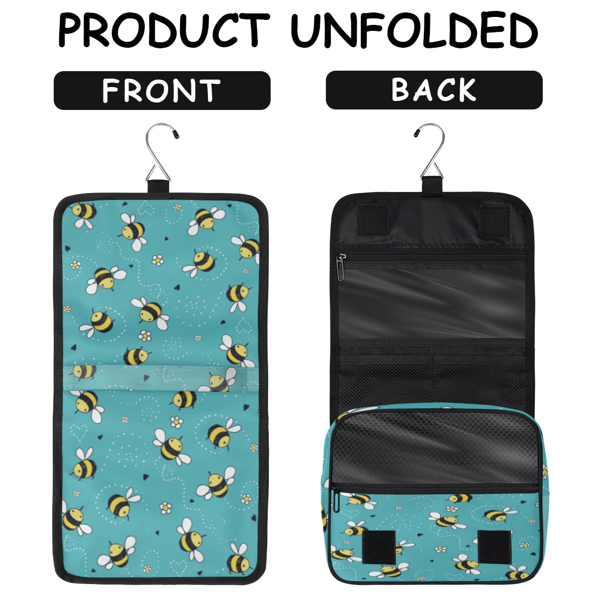 Zabawna pszczoła podróżna kosmetyczka zwierzę pszczoły torba do mycia torba unisex wiszące przybory toaletowe kosmetyczne organizer do makijażu, wielobarwny, Jeden rozmiar