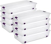 Vista 16 de Sterilite ClearView Latch - Caja de almacenamiento con ruedas para debajo de la cama, contenedor apilable con tapa, contenedor de plástico