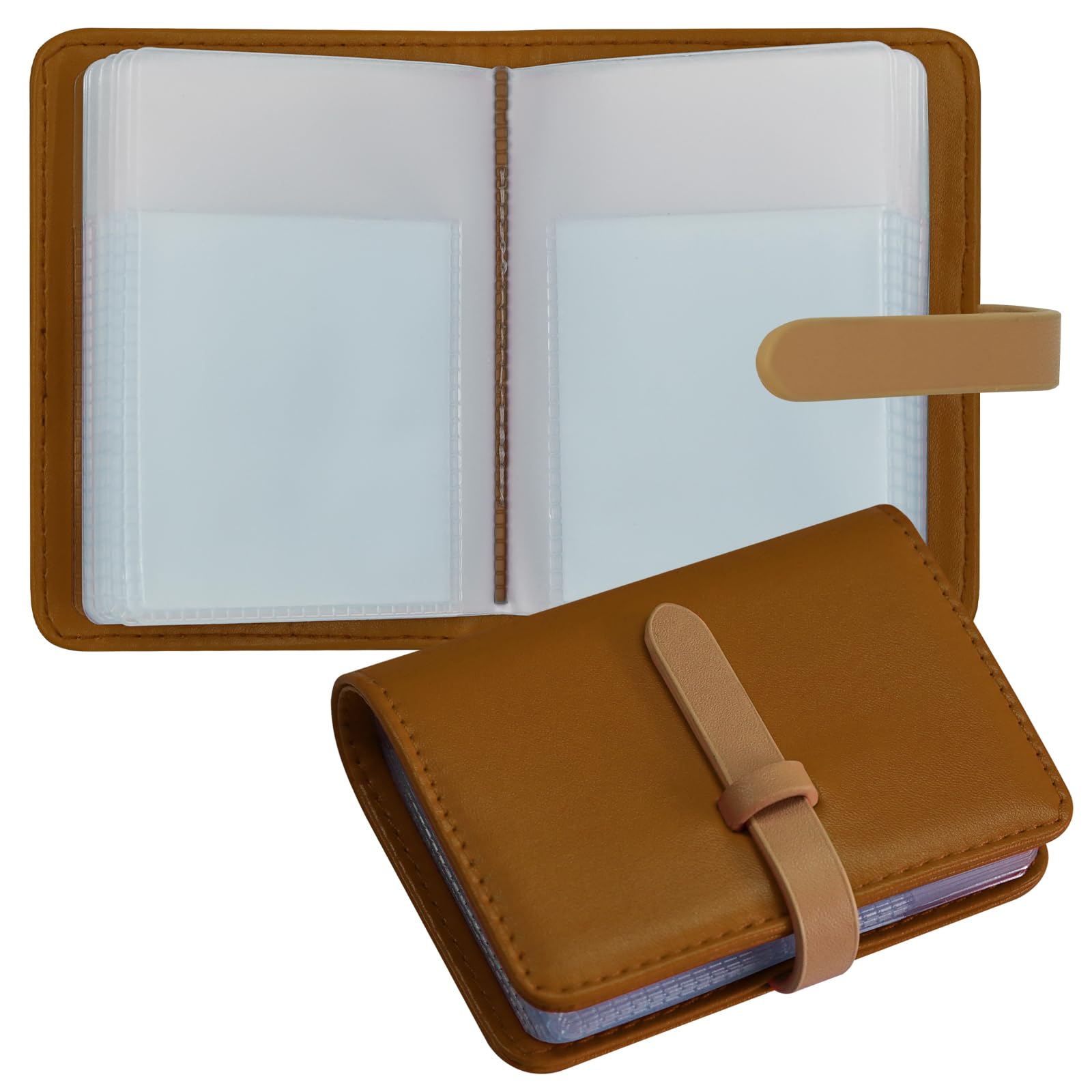 Credit Card Holder with 40 Suitable Slot, ID Card Case PU Leather Wallet for Women Men Business Organiser Pocket, Little Brown, Minimalist-image-26