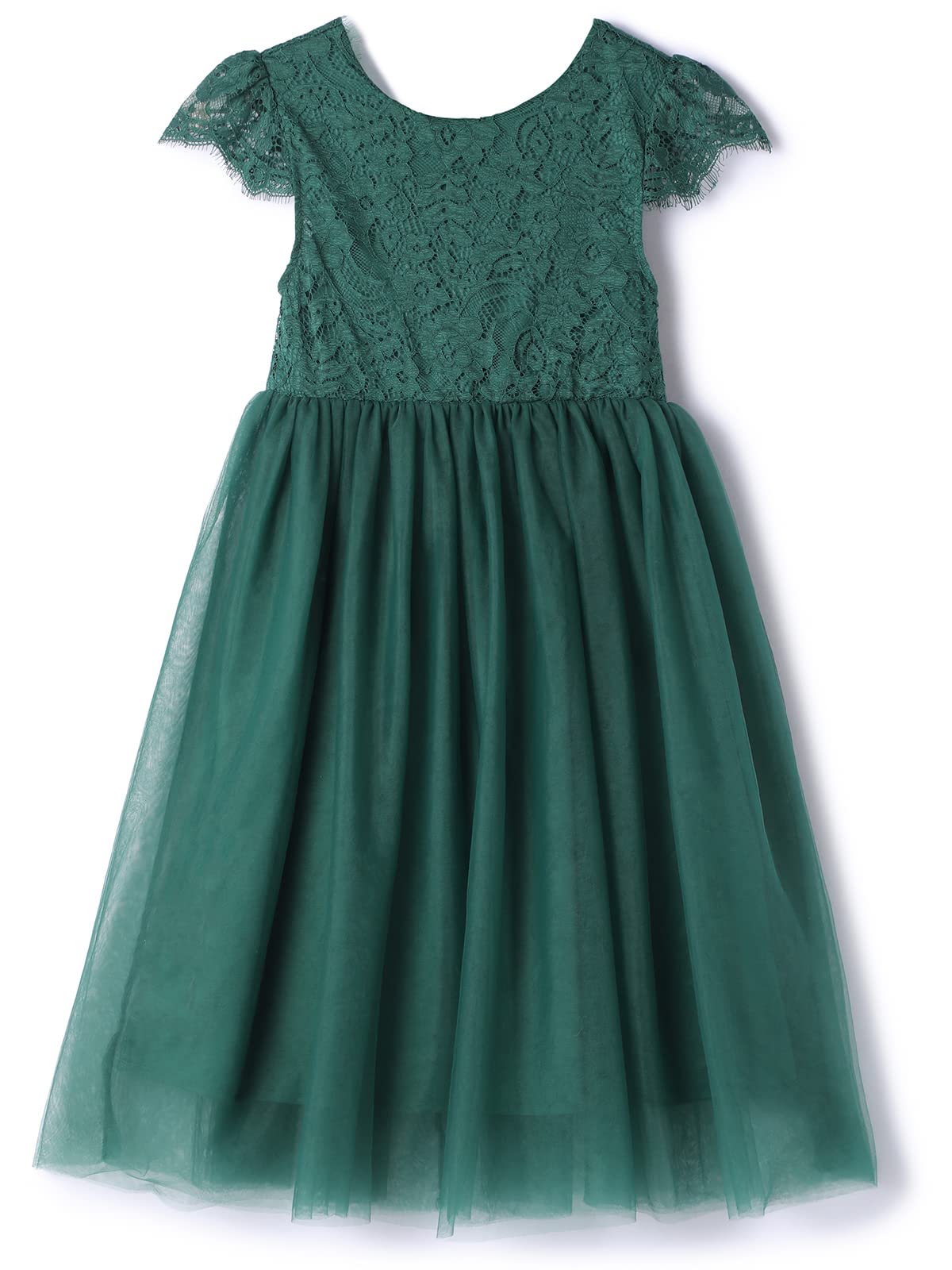 Niyage Toddler Girls Tulle Princess Party Dress Baby Elegant V-Back Lace Flower Girl Dresses