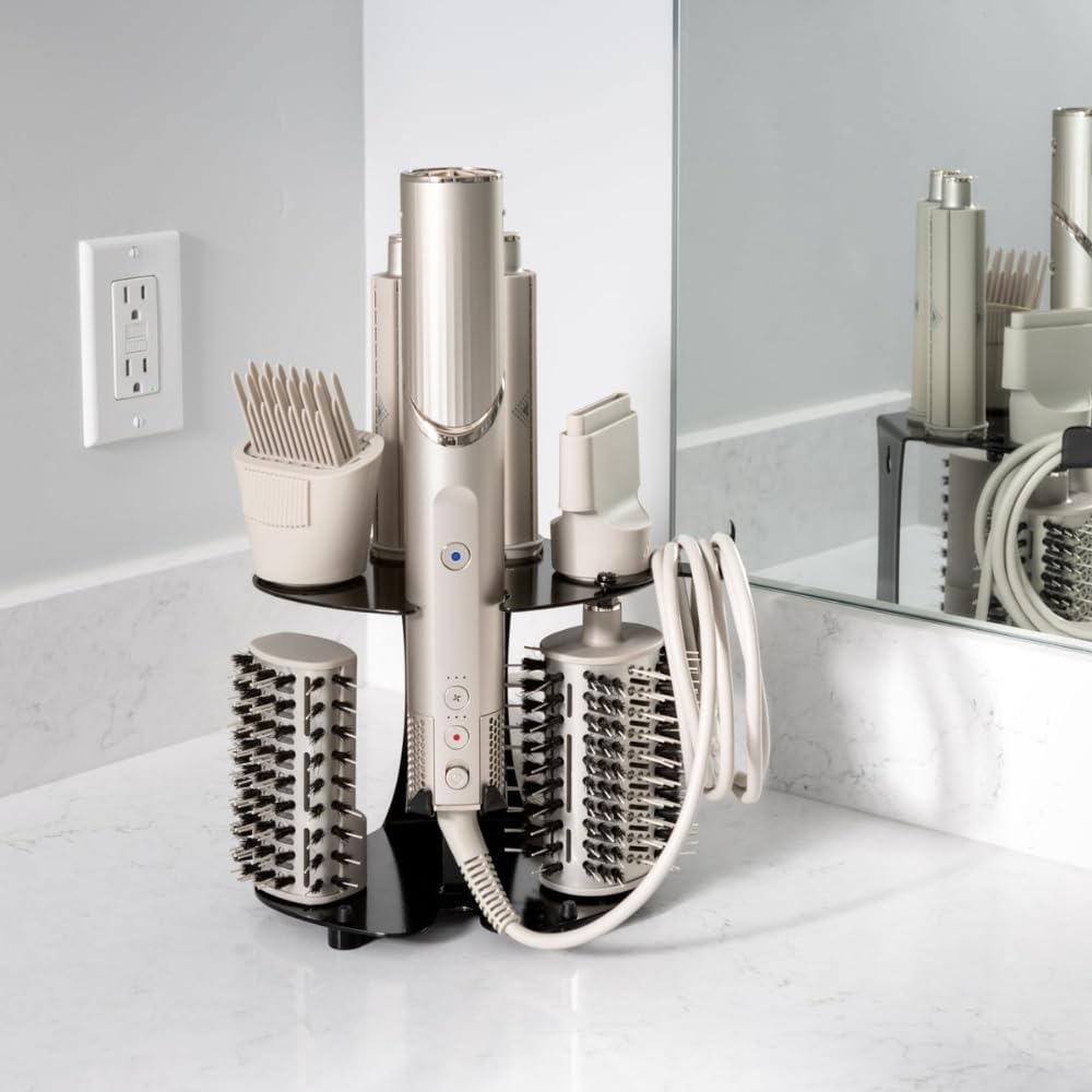 Blow Dryer Accessory Holder for Dyson Airwrap & Shark FlexStyle Only | Wall or Countertop Organizer for Hair Tools | Steel Storage Rack for Styling Attachments (Blow Dryer Not Included) Blow Dryer Accessory Holder for Dyson Airwrap & Shark FlexStyle Only | Wall or Countertop Organizer for Hair Tools | Steel Storage Rack for Styling Attachments (Blow Dryer Not Included)