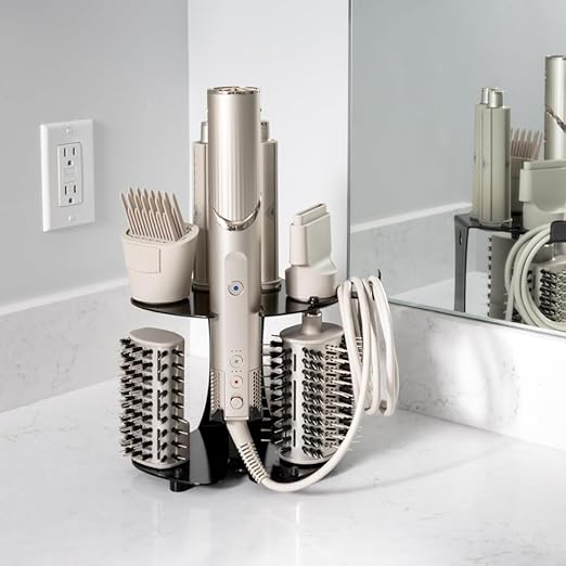 Blow Dryer Accessory Holder for Dyson Airwrap & Shark FlexStyle Only | Wall or Countertop Organizer for Hair Tools | Steel Storage Rack for Styling Attachments (Blow Dryer Not Included)