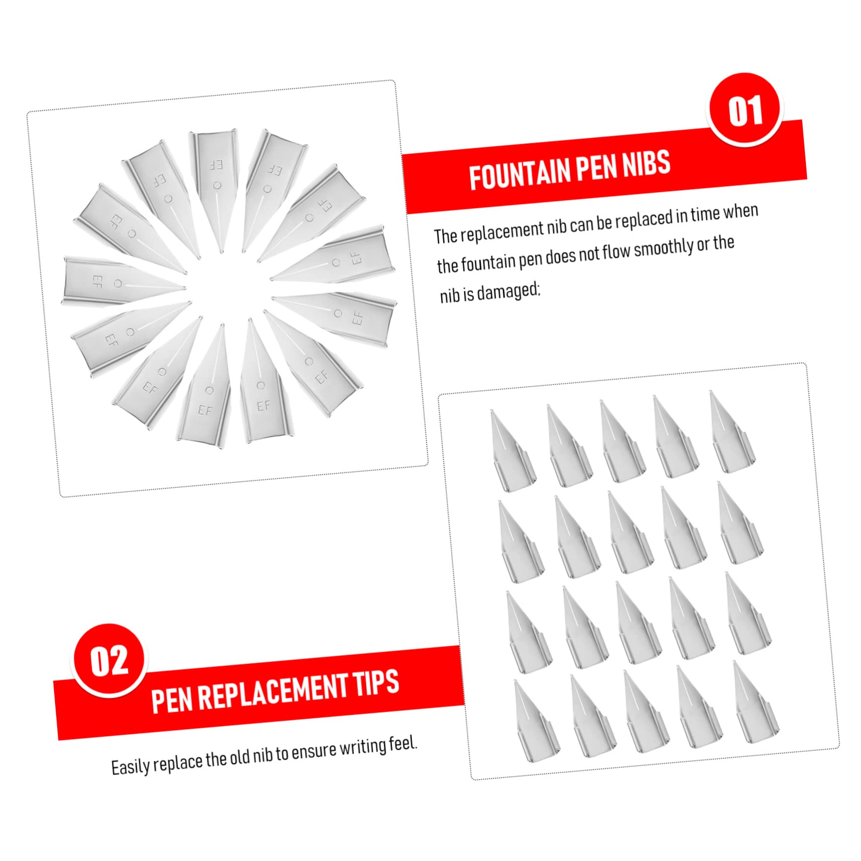 GRIRIW Calligraphy Pen Refills Set 20 Pack Metal Pen Nibs Replacement for Writing Practice Artistic Accessories