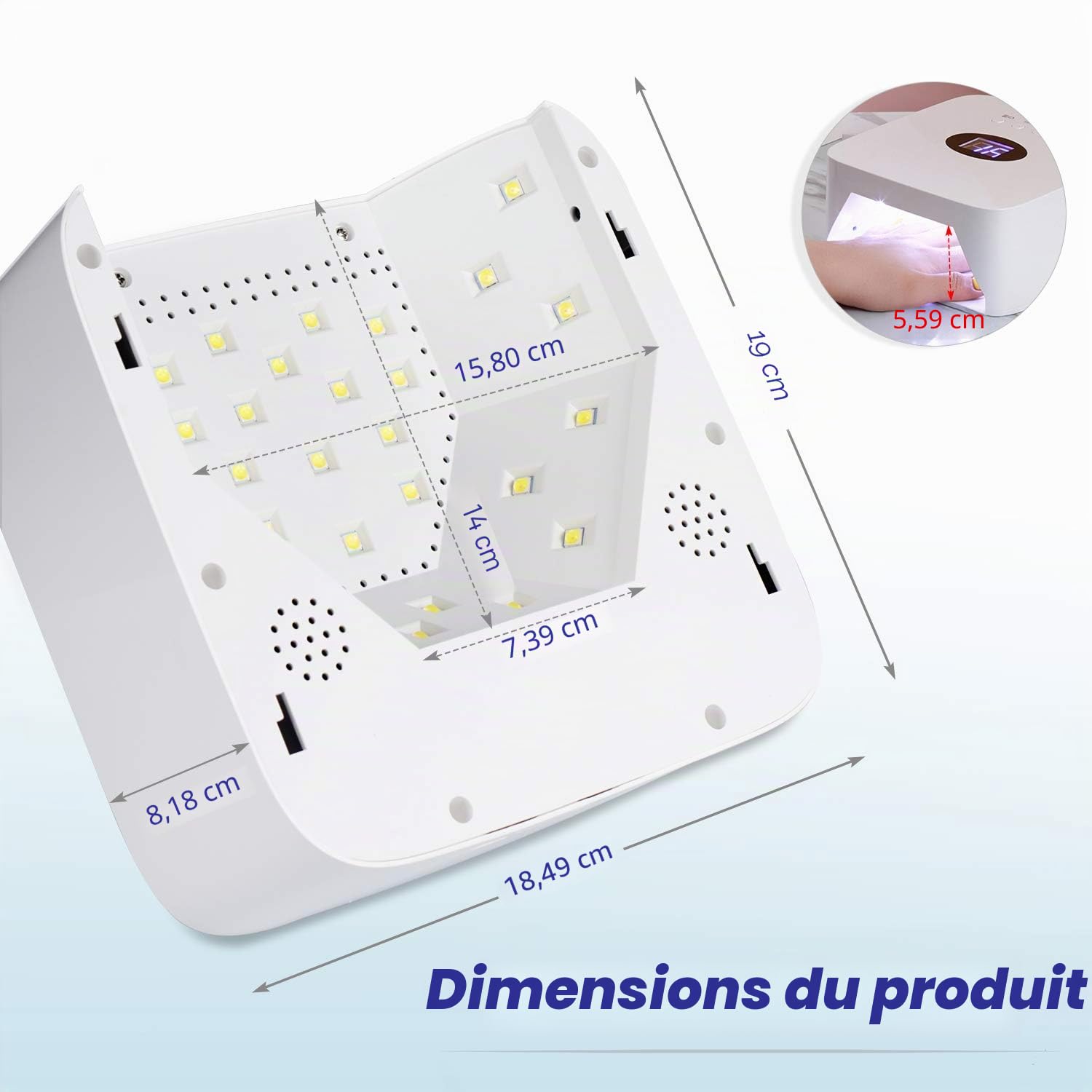 AZ GOGO Lampe UV/LED sans fil pour ongles - Rechargeable, multi-usages - pour vernis gel - pour la maison et le salon