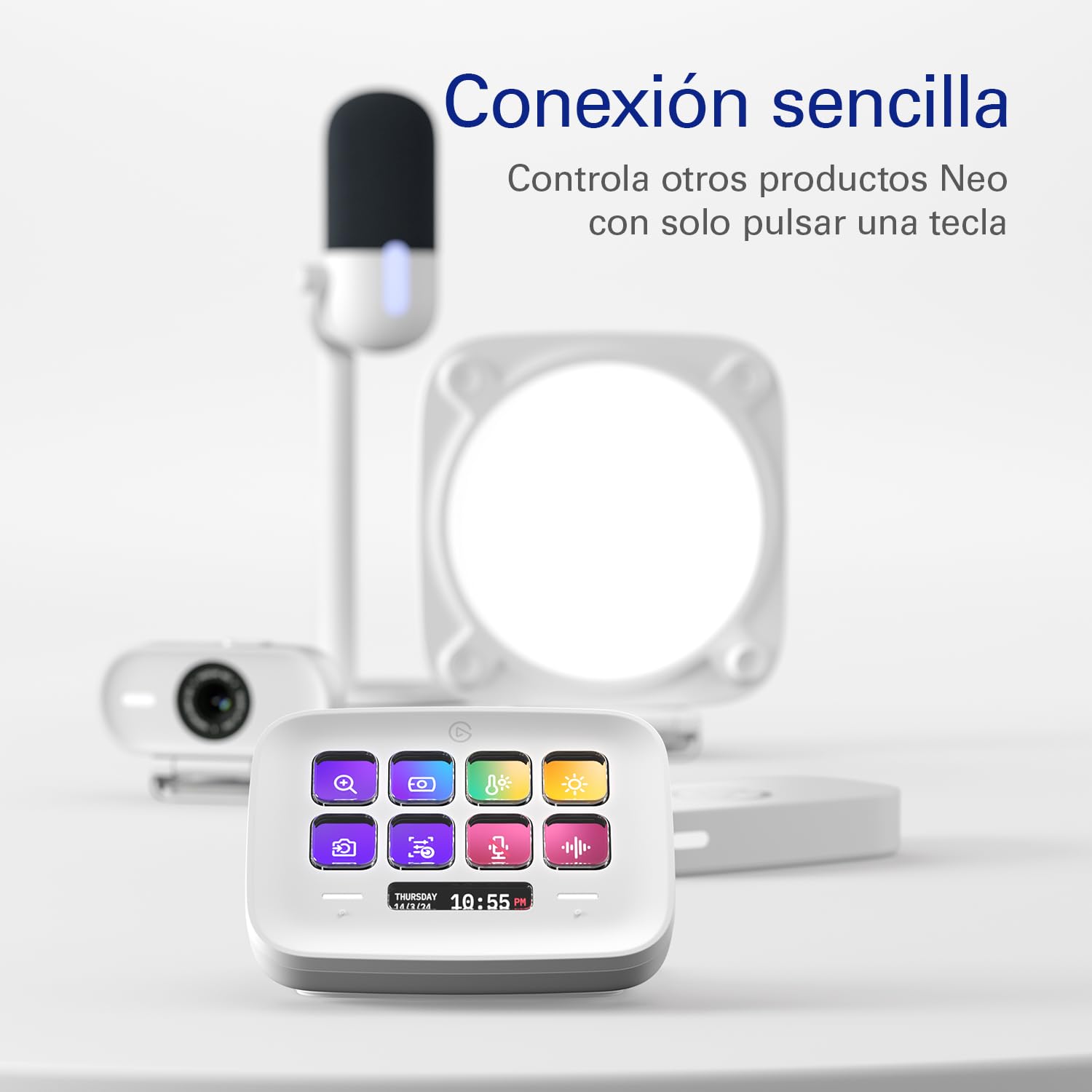 Elgato Stream Deck Neo – 8 teclas personalizables, 2 Touch Points, vuela por tus tareas y procesos - Controla Word, Excel, PowerPoint, Teams, Zoom, Spotify, etc. Configuración sencilla - Para Mac y PC