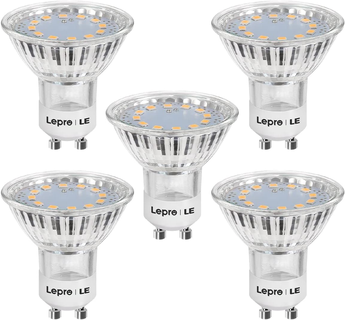 Lepro GU10 LED Bulbs Warm White 2700K, 3W Equivalent 35W, 250lm, 100° Wide Beam, LED Spotlight Bulbs, Pack of 5