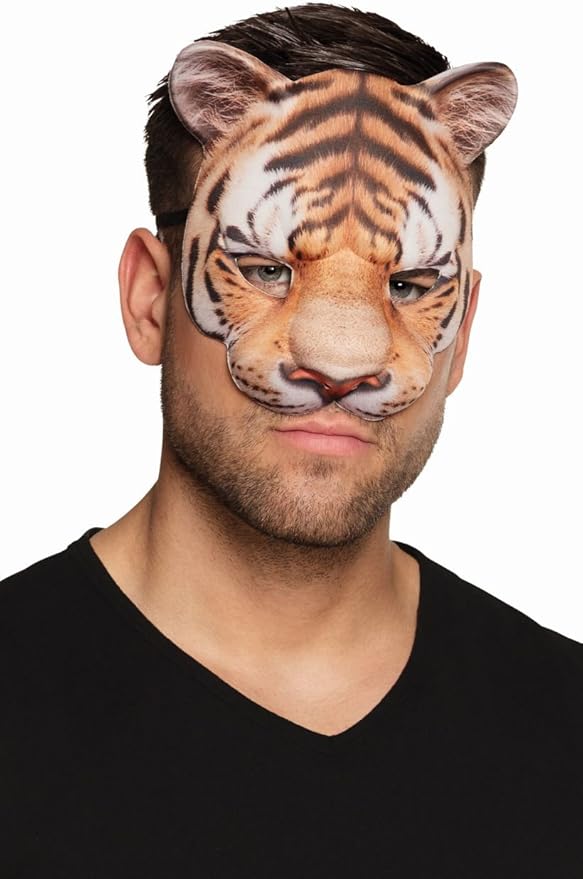 Maschera Mezza Faccia Boland - Stampa Realistica Leopardo, Elastico, Per Carnevale E Feste A Tema - Foto 3