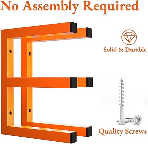 Miniatura 3 de Estante de almacenamiento de madera para montaje en pared, organizador de madera de metal resistente con 3 niveles, cada estante soporta hasta 200