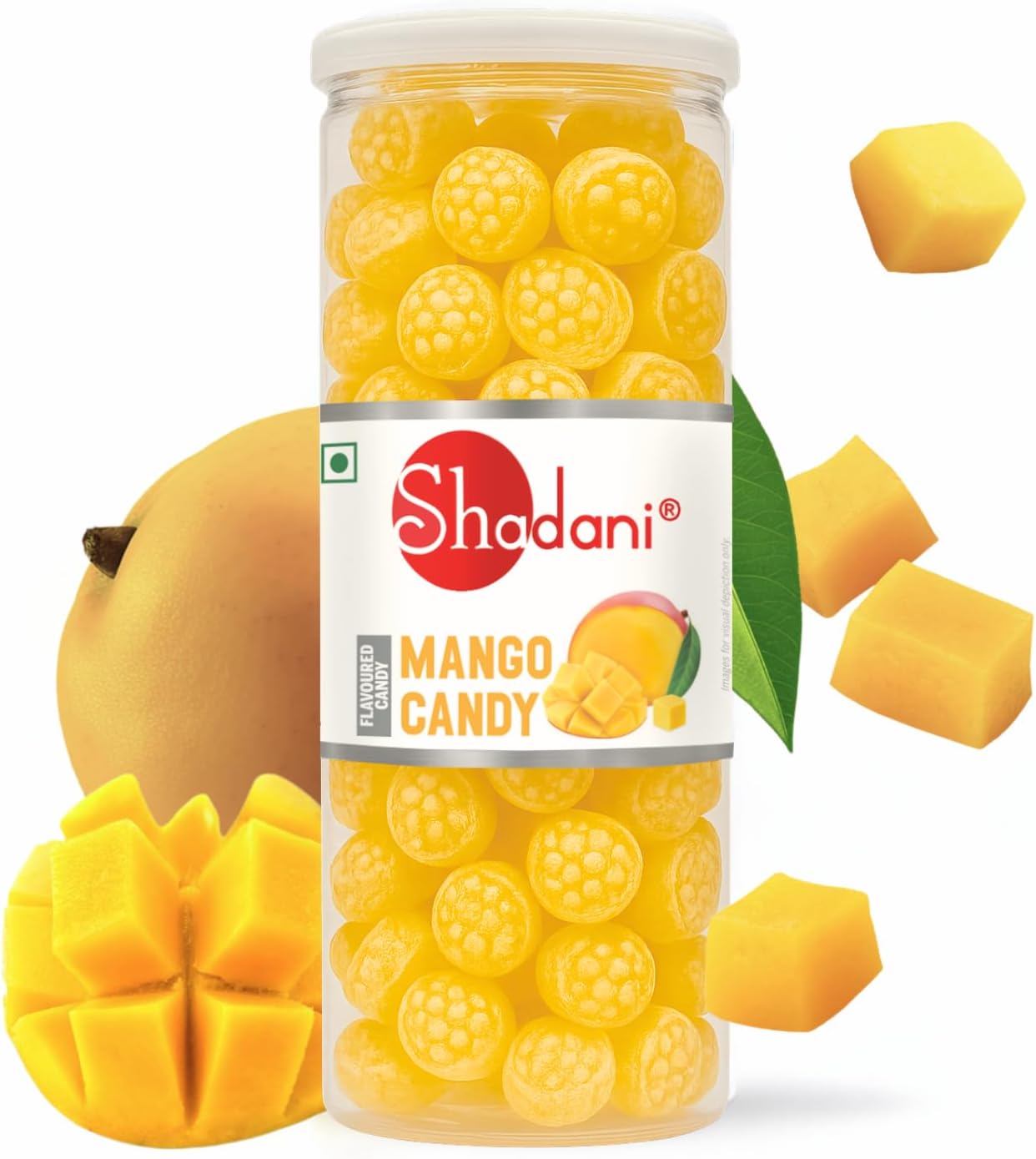 Shadani Mango Candy (Can of 280g), Real Mango Flavour Candy/Toffee | No Transfat Sweet Fruit Flavour Toffee | 90s candy