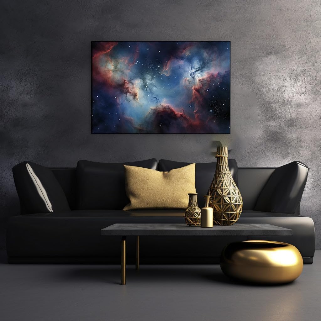 Canvas for Living room. A Nebula's Tapestry in the Cosmic Expanse: Where Serenity Meets the Stars, 27 x 18 inch Canvas Wall Art - Contemporary Masterpieces - Space Wall Decor - 69x46 cm (27x18 inch)