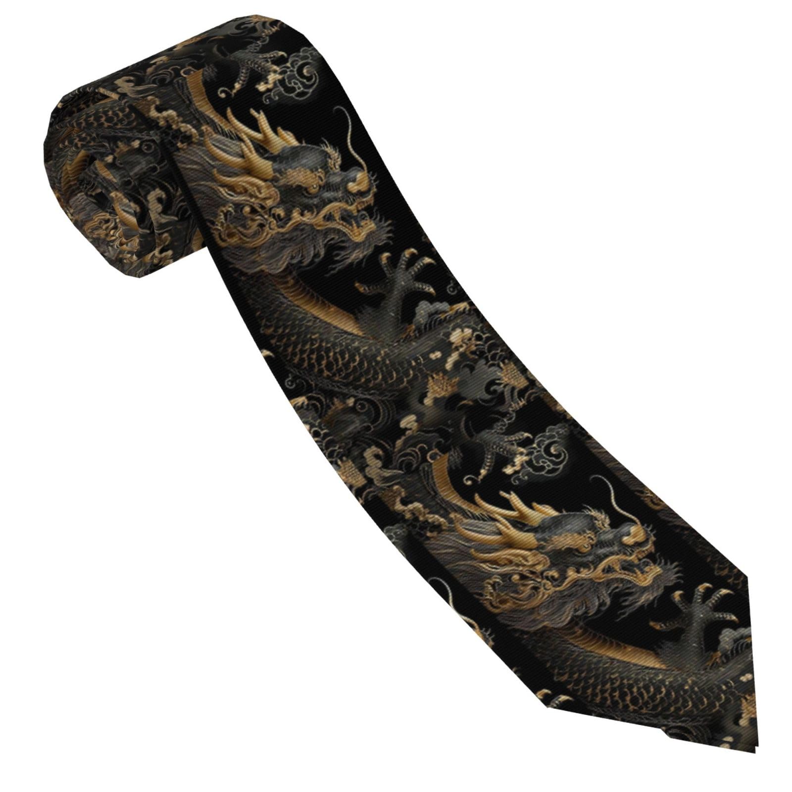 Lktpskqry Men's Black Necktie Woven Jacquard Neck Ties Dragon And Claws Classic Silk Tie Formal Business Tie For