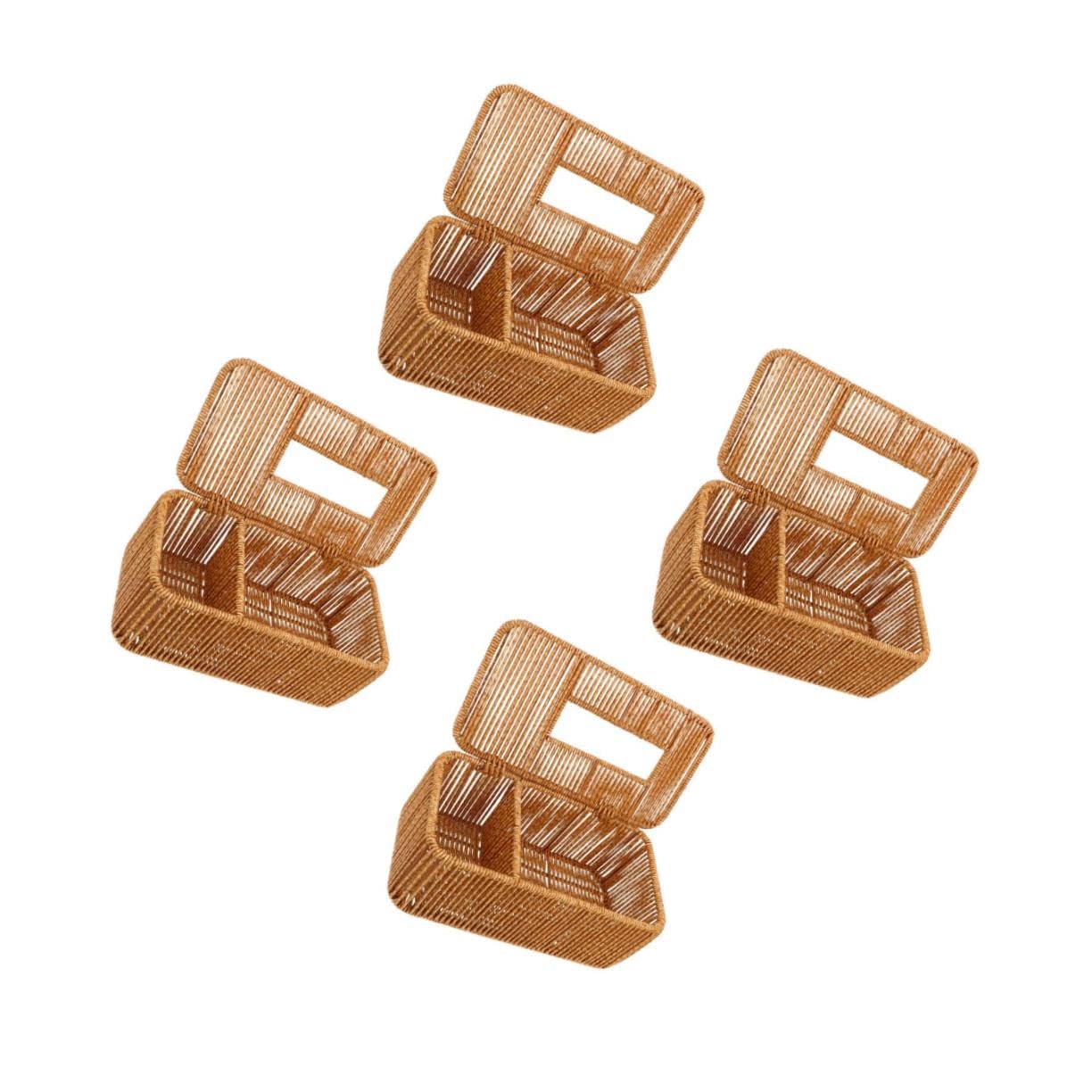 ABOOFAN 4 Piezas Caja de tejido de ratán japonés para cajas de tejido soporte para pañuelos decorativo organizador de pañuelos faciales portavasos plastico Chocolate