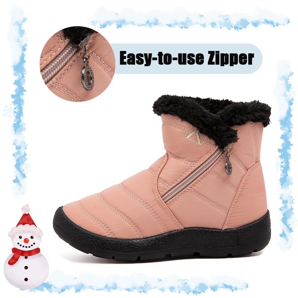 GOGOUP Bambini Stivali da Neve Ragazzi Ragazze Inverno Impermeabili Caldo Foderato in Pelliccia Cotone Stivaletti Scarpe All'aperto Stivaletti Antiscivolo