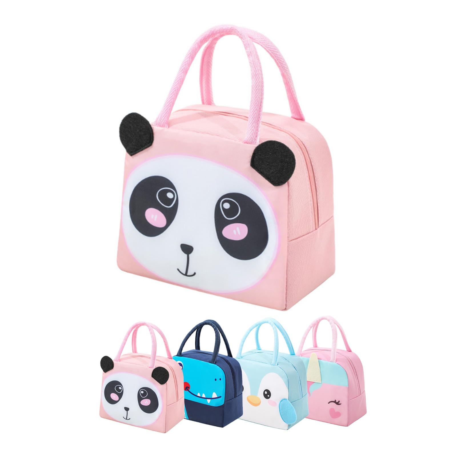 TimelessGrace Kids Lunch Bag, Panda Design, Reusable Insulated Lunch Bag for Boys and Girls