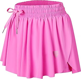 Wsirmet Flowy Shorts for Women Butterfly Shorts 2 in 1 Athletic Workout Gym Biker Running Shorts with Pockets