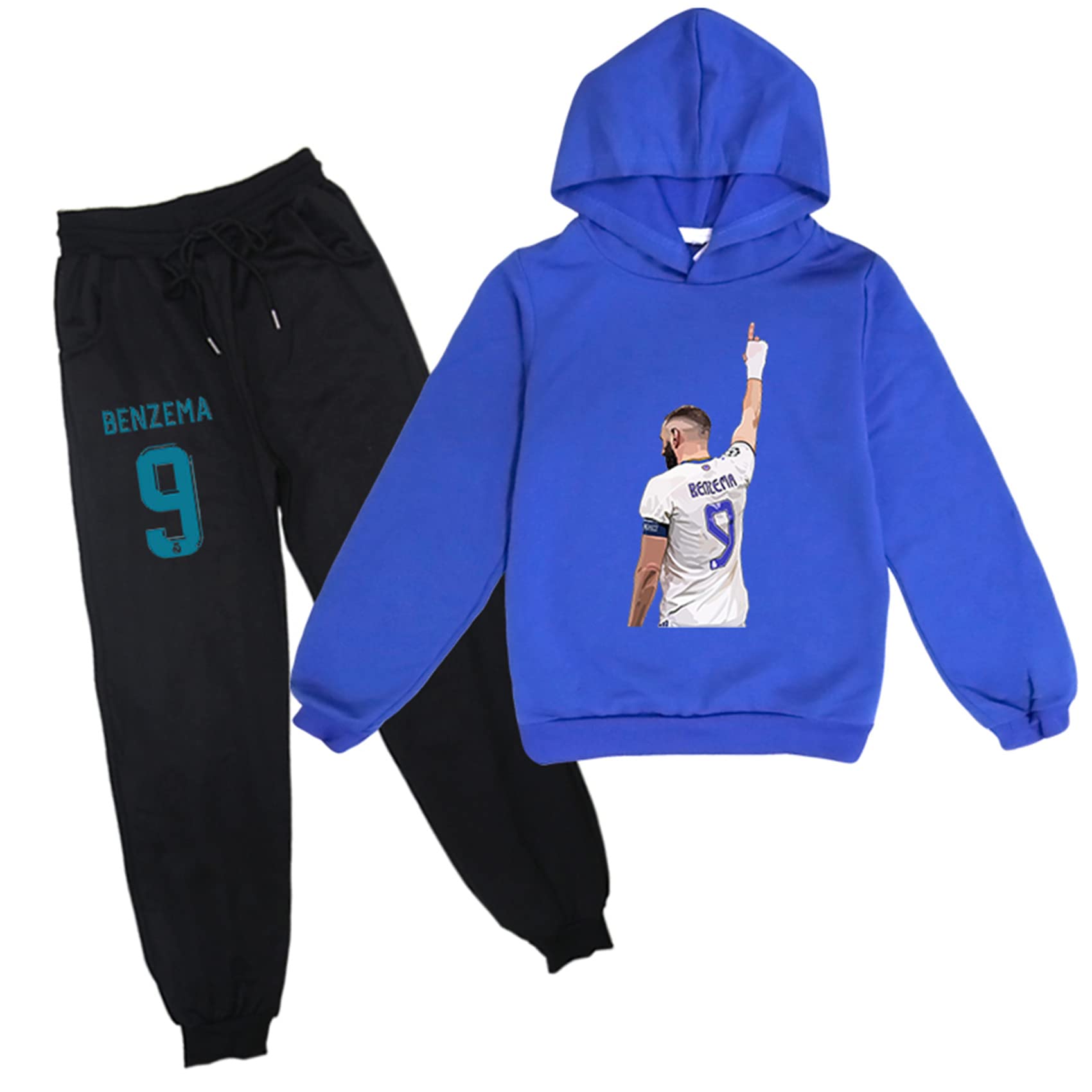 AteeCP Benzema 2 Pcs Novelty Clothes Tracksuit Set-Cotton Lightweight Hoodie and Sweatpants for Boy Girls