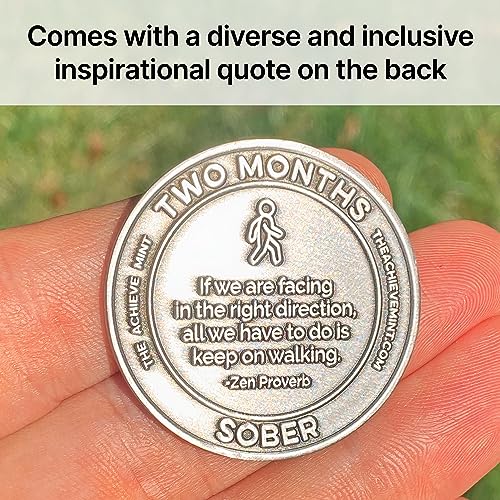 Image of The Achieve Mint 2 Months Sober Token | Two Month Sobriety Chip | Non-AA, Non-Religious Medallions for Men and Women Celebrating Sobriety