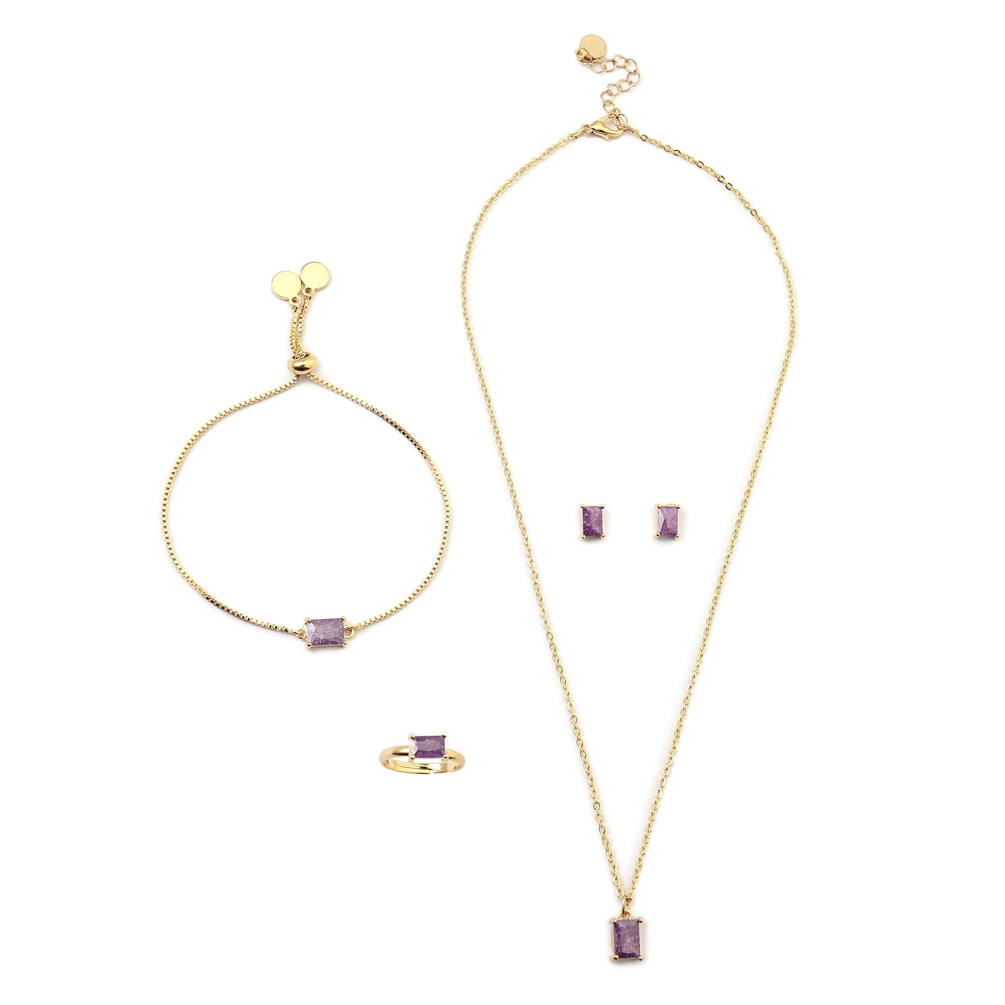 SALTY Royal Purple jewellery Set for Kids | 14K gold plating | Necklace | Earrings | Ring | Bracelet | Fancy & Stylish | Birthday Gift | Aesthetic Jewelry | Accessories for Everyday Wear (B0DCS8J4CC) Amazon Price History, Amazon Price Tracker