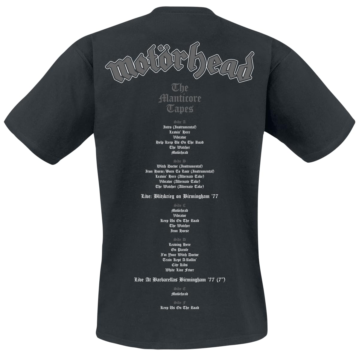 Motörhead The Manticore Tapes Tracklist Homme T-Shirt Manches Courtes Noir Regular/Coupe Standard